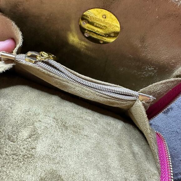 Pratesi Firenze Genuine Leather Hot Pink Crossbody Bag Purse Made in Italy - Picture 4 of 7